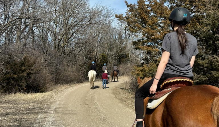 Girl wearing helmet while riding
